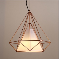Copper Diamond Wire Cage Pendant Light