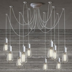 10 light adjustable cable chandelier white