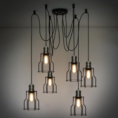 6 Head Industrial Iron Cage Chandelier