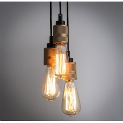 Hooked Industrial Brass Single Bare Edison Bulb Pendant Light