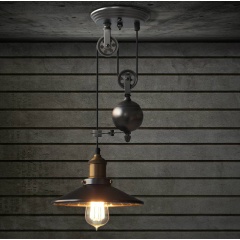 Black mirror shade pulley pendant light