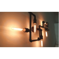 Steampunk Iron Pipe Wall Light