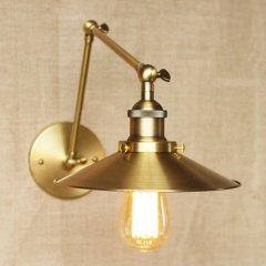 Brass cone shade wall light