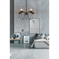 Dexter glass orb 5 head chandelier
