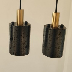 Black Lava B Stone Minimalist Line Pendant Light