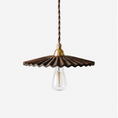 Caffeine fluted walnut wooden shade pendant light
