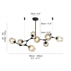Carmen 8 head multi lamp pendant light branch chandelier