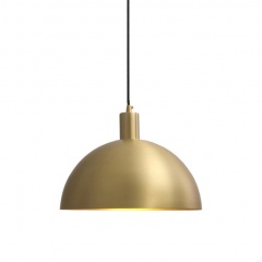 Mid-Century Modern Brass Dome Pendant Light