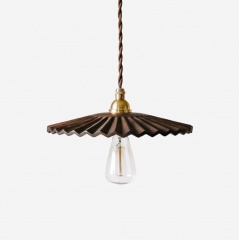 Caffeine fluted walnut wooden shade pendant light