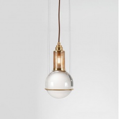 Opal round glass sphere midcentury pendant Light