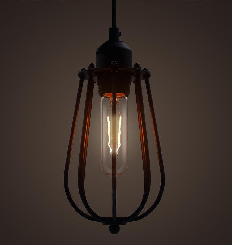 Pear Caged Bulb Industrial Pendant Light