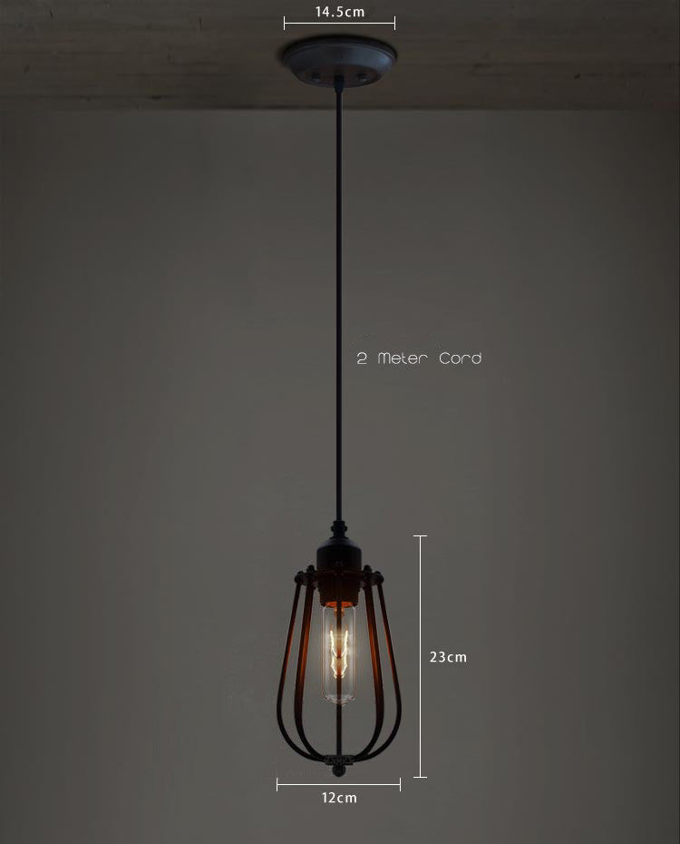 Pear Caged Bulb Industrial Pendant Light