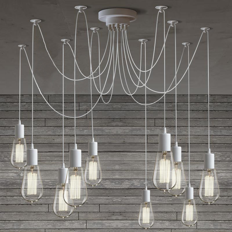 10 light adjustable cable chandelier white