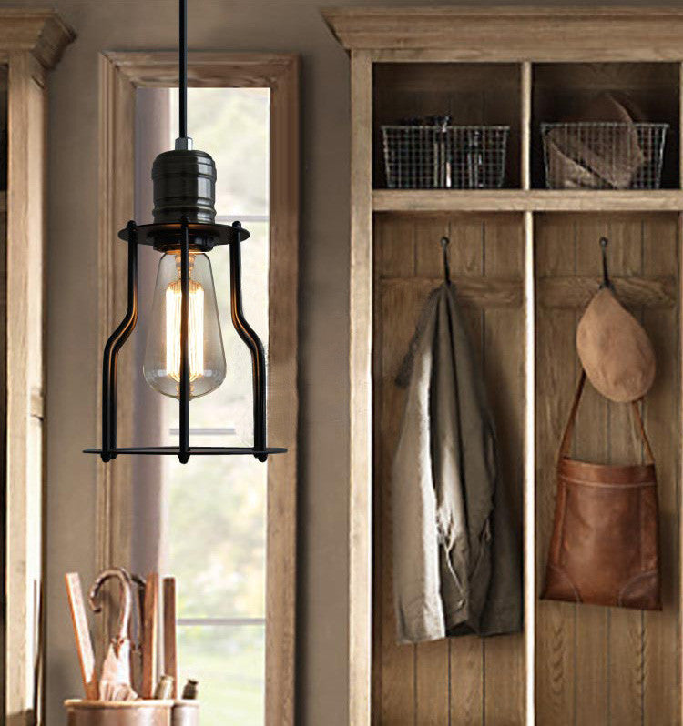 6 Head Industrial Iron Cage Chandelier