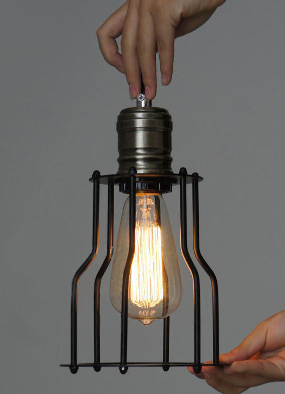 6 Head Industrial Iron Cage Chandelier