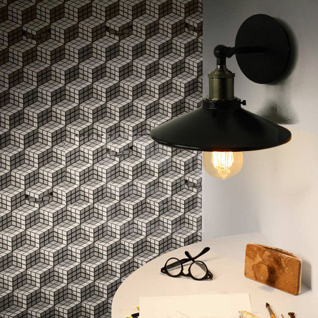 Retro Black Industrial Loft Wall Light With Mirror