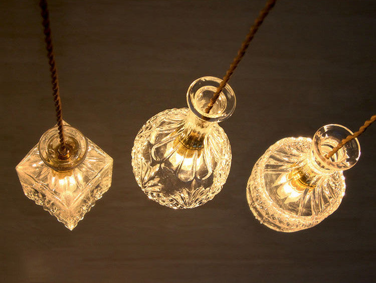 Glass bottle pendant Light
