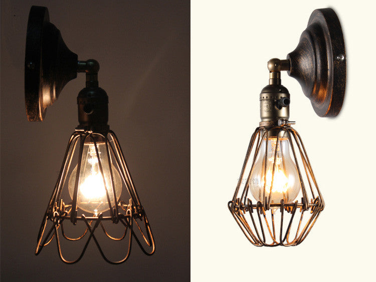 Wire Cage Rustic Industrial Vintage Wall Light