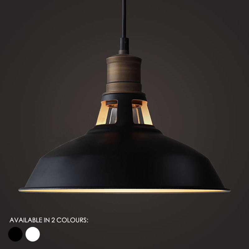 Duotone Vintage Industrial Pendant Light With Brass
