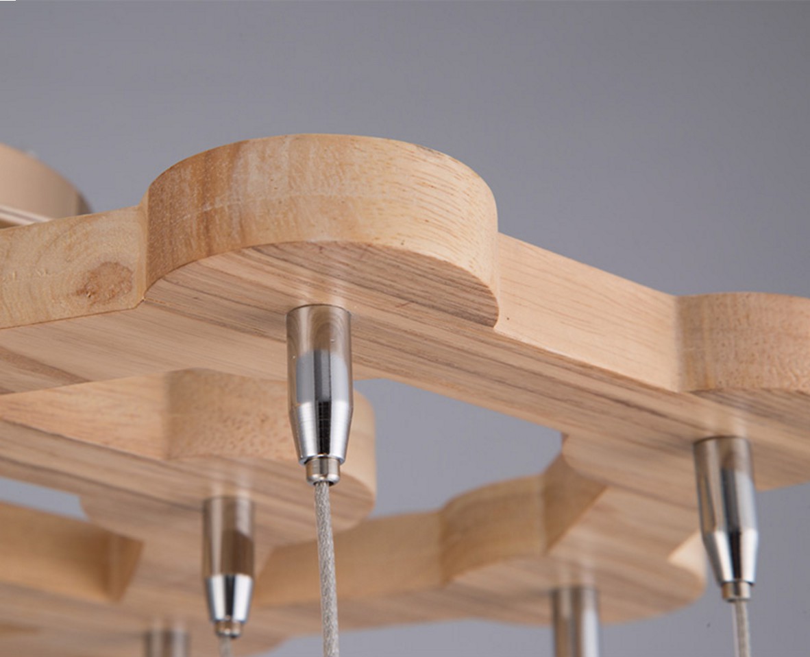 Wooden Orb Sphere Cluster Pendant Light