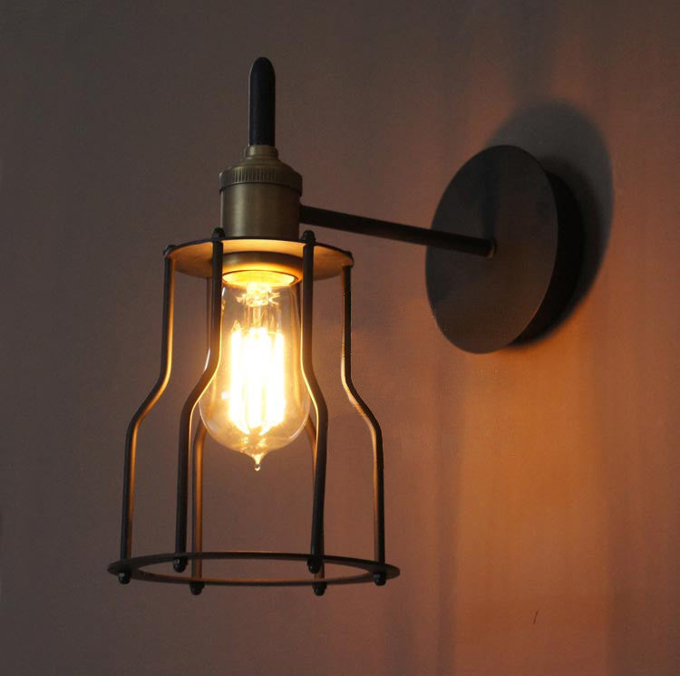 Iron Wire Cage Industrial Wall Sconce Light