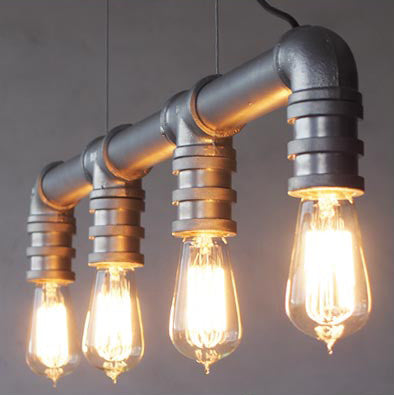 4 Head Water Pipe Industrial Pendant Lamp