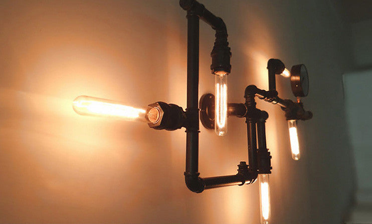 Steampunk Iron Pipe Wall Light