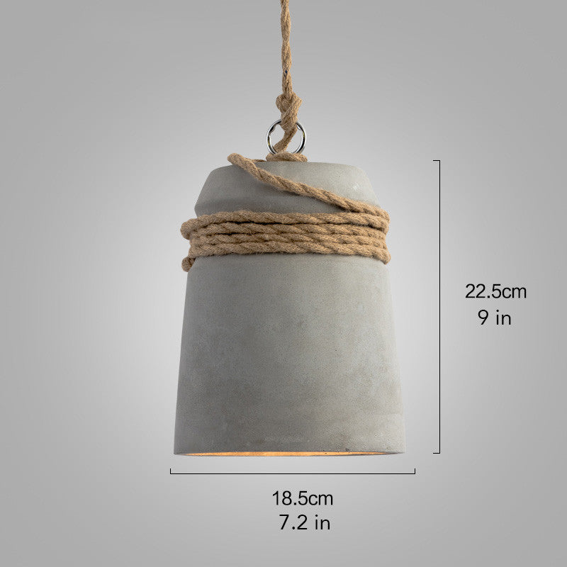 Concrete Monolith Cord wrapped Pendant Light