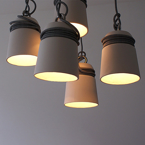 Concrete Monolith Cord wrapped Pendant Light