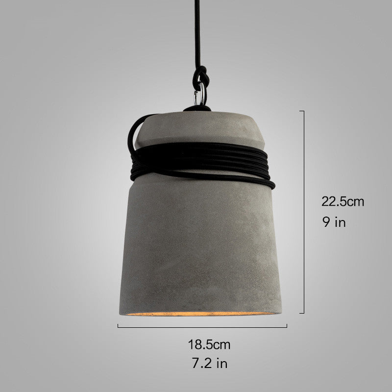 Concrete Monolith Cord wrapped Pendant Light