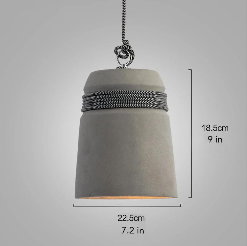 Concrete Monolith Cord wrapped Pendant Light
