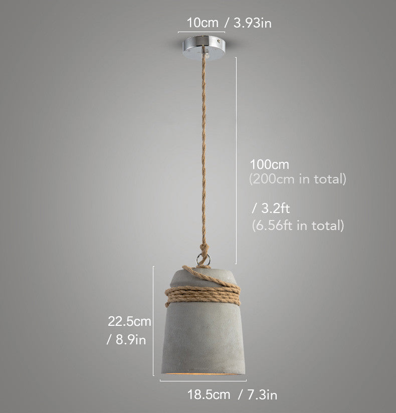Concrete Monolith Cord wrapped Pendant Light