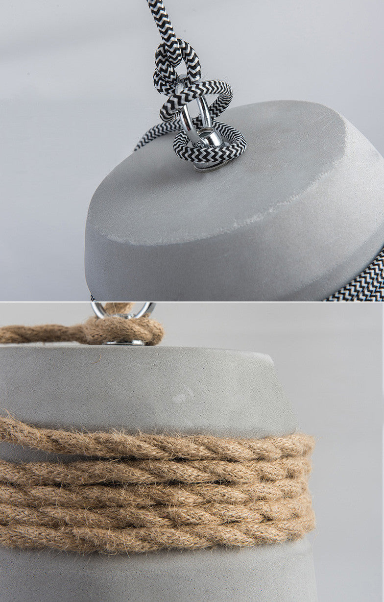 Concrete Monolith Cord wrapped Pendant Light