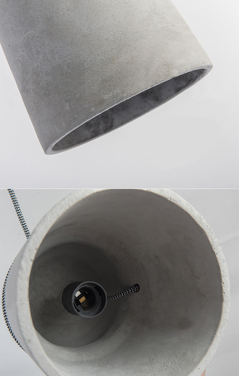 Concrete Monolith Cord wrapped Pendant Light