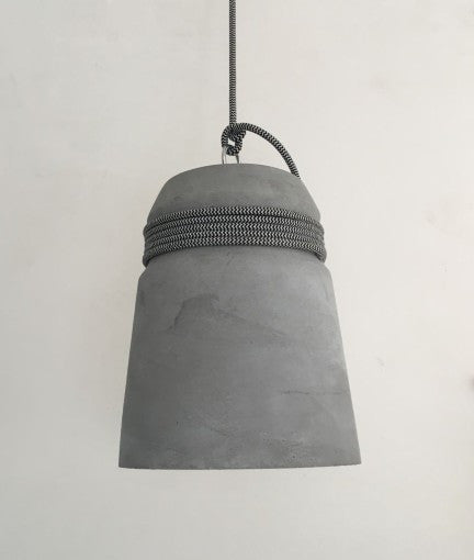 Concrete Monolith Cord wrapped Pendant Light