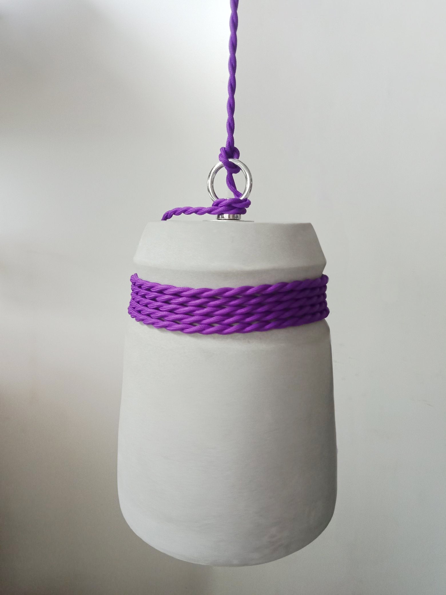 Concrete Monolith Cord wrapped Pendant Light