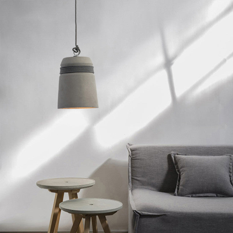 Concrete Monolith Cord wrapped Pendant Light