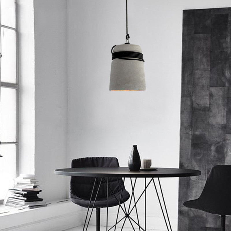 Concrete Monolith Cord wrapped Pendant Light
