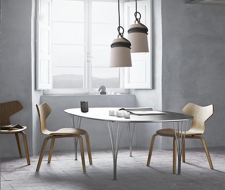 Concrete Monolith Cord wrapped Pendant Light