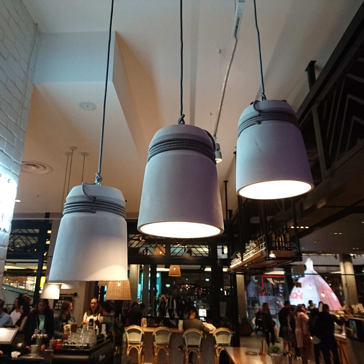 Concrete Monolith Cord wrapped Pendant Light