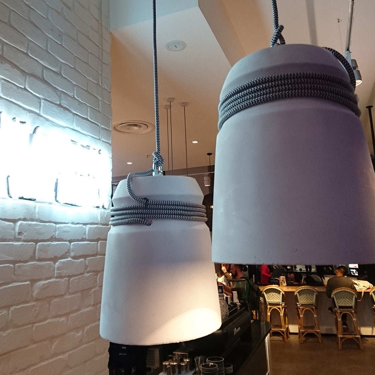 Concrete Monolith Cord wrapped Pendant Light