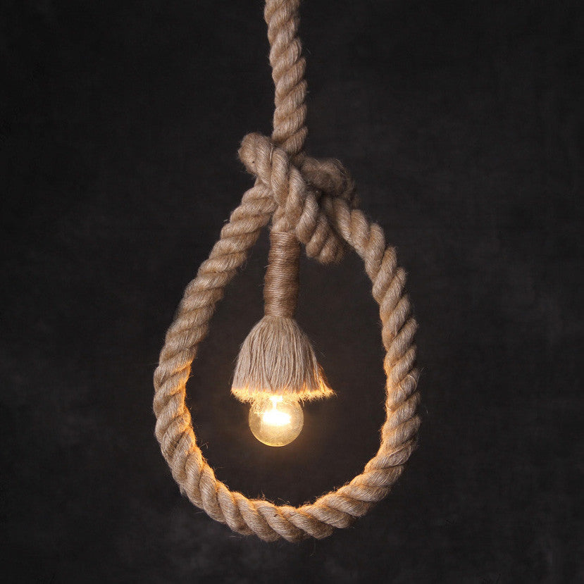 Hessian Hemp Rope Pendant Light - Rustic