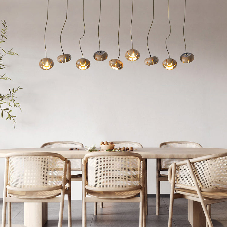 Wooden petal strip pendant light