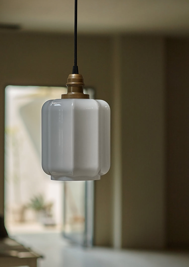 Clarice Art Deco Milk Glass Pendant Light