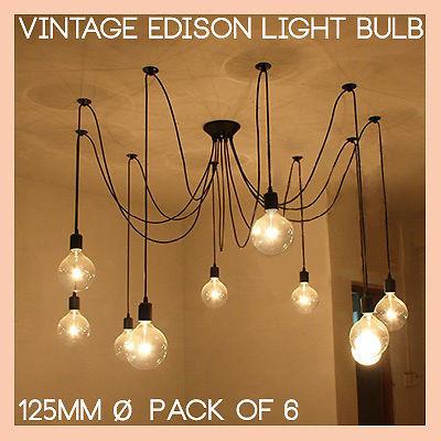 Edison Retro Style - LED Bulbs Large Round G125 6W  (3 or 6 pack)