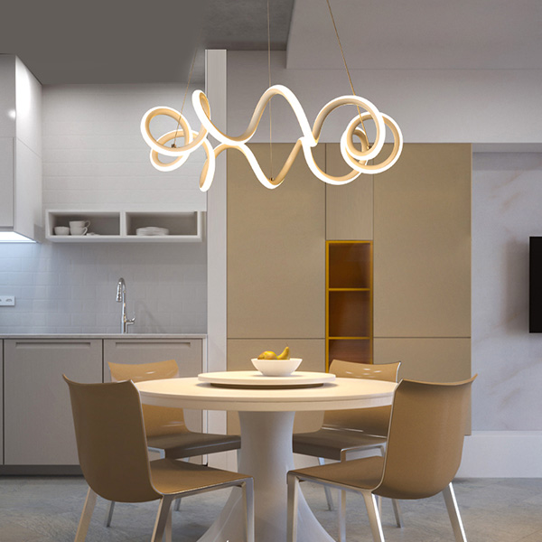 Modern White Revolving LED Chandelier Energy Star Chandelier