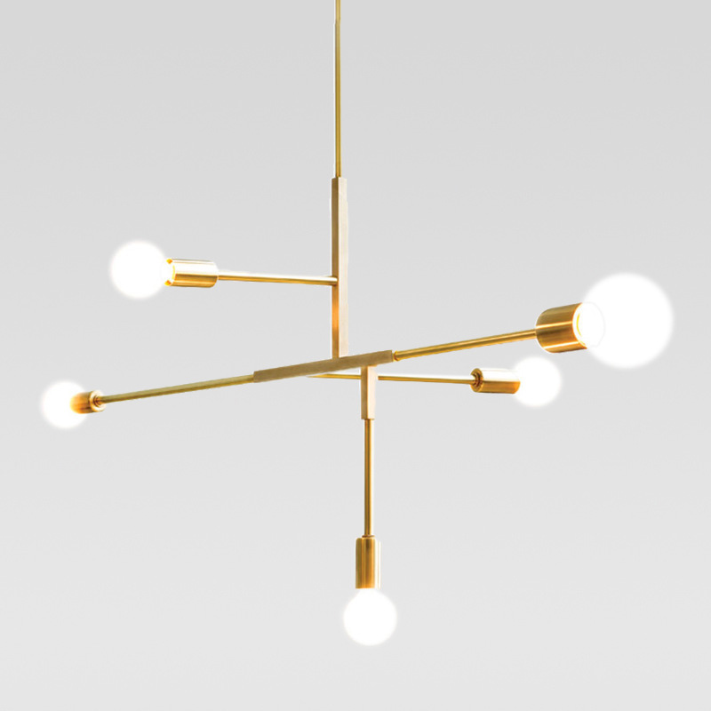 Modern 5 Light Chandelier in Black/Brass