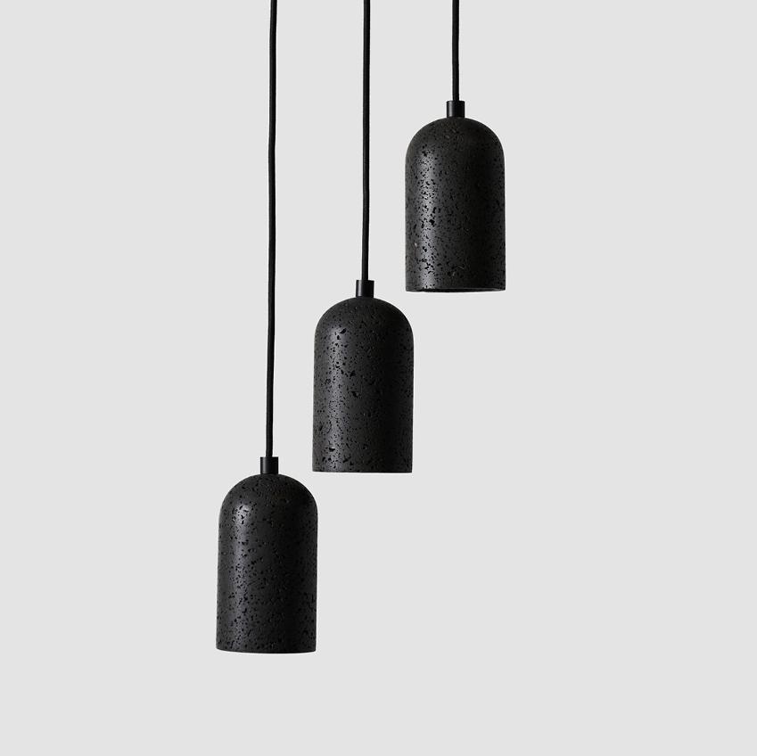 Black Lava E Concrete Pendant Light
