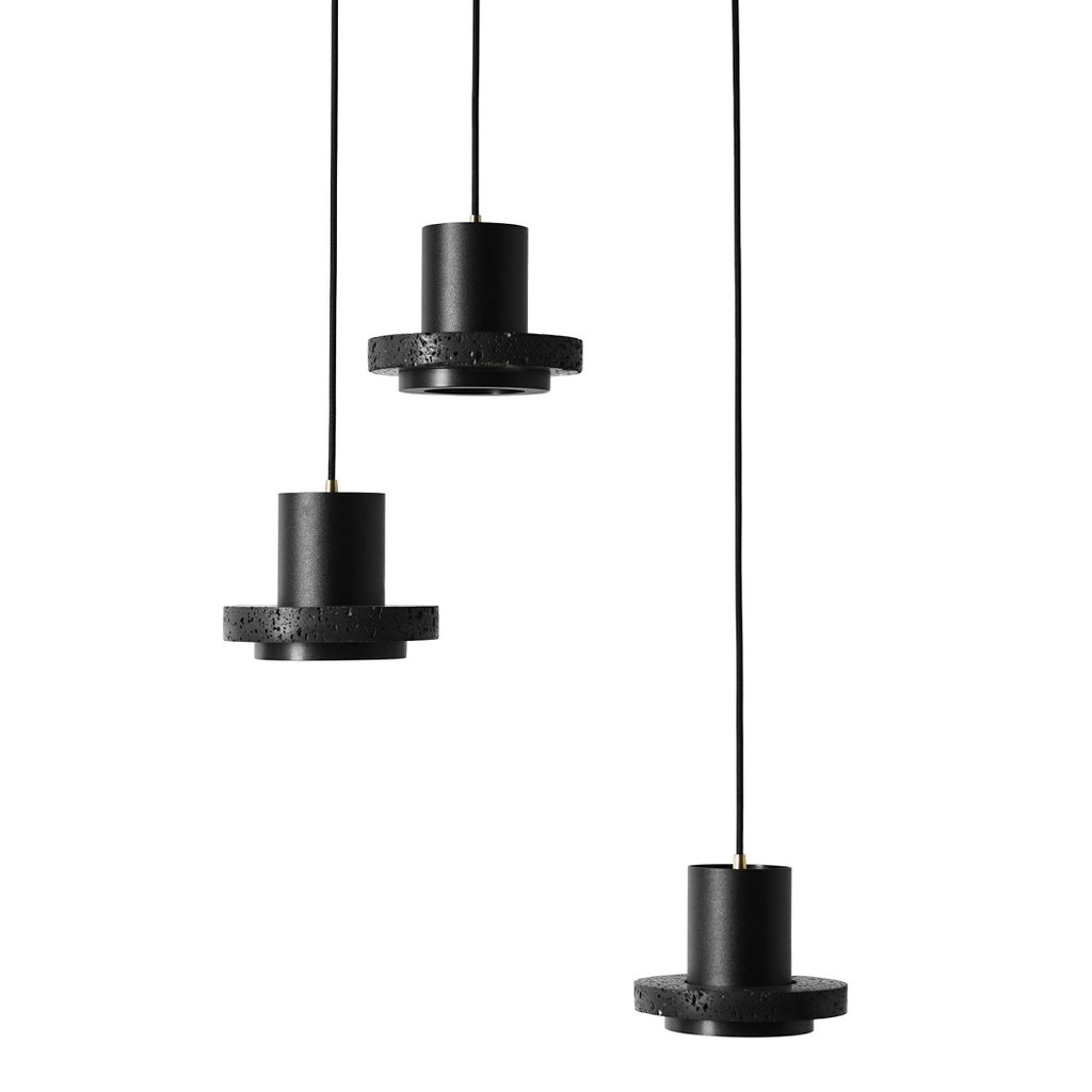 Black Lava C Concrete Pendant Light