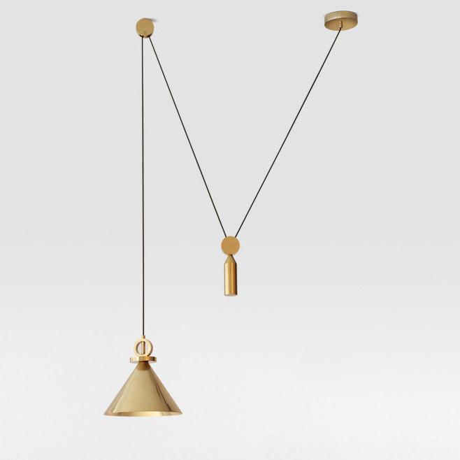 Pure gold pulley pendant light